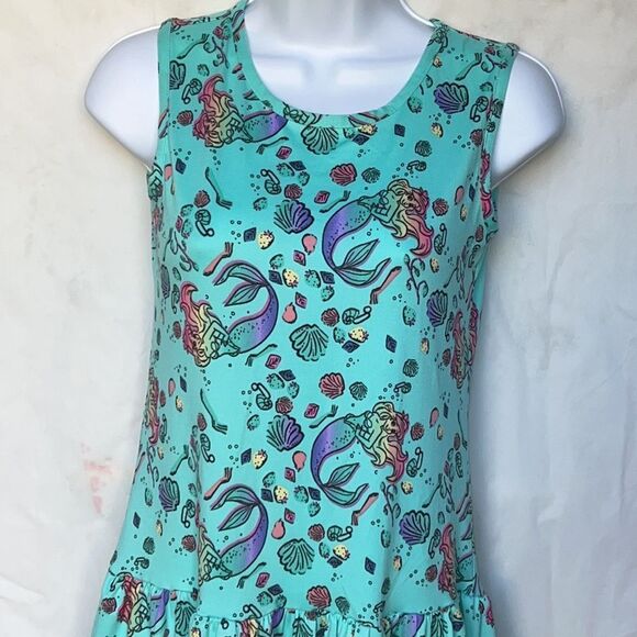 Disney Ariel the mermaid girl’s sleeveless fit and flare knee length dress Lg - Picture 2 of 6